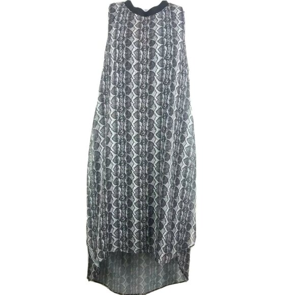 Rachel Roy Reptile Print Dress Tunic Small Chiffon Hi-Low Boho Casual Beach Trav - Picture 8 of 12